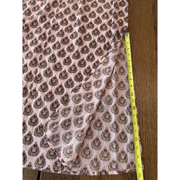 Roller Rabbit Paisley Print Caftan Dress Women’s S Pink Multi Side Slits Buttons - Picture 11 of 12